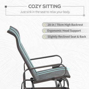 English Elm Gliding Outdoor Rocking Lounge Chair with Breathable Sling Mesh and Ergonomic Neck Support T3971P384083