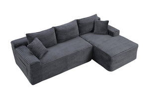 English Elm 106.3" Jumbo Corduroy L-shaped Sectional Deep Seat Sofa No Assembly Modern Living W5515S00035