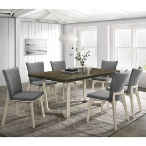 English Elm Jean Grey Upholstered Dining Side Chair Set of 2 — Soft Gray Cushioned Seats with Angular White Bases, Tailored Elegance B062P374132