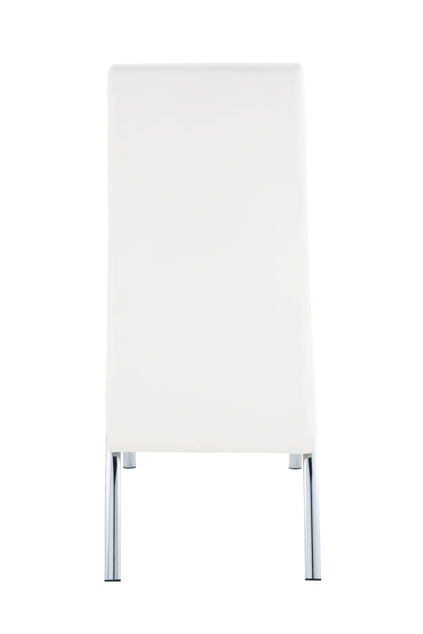 English Elm Pervis White PU Leather Side Chair Set of 2 — Chrome Curved Legs, Padded High Back, Modern Dining Elegance B2726P338124