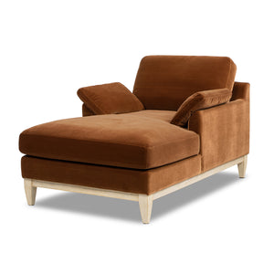 English Elm Jennifer Taylor Home - Pasadena Modern Farmhouse Chaise Lounge Chair - Cozy Burnt Orange Velvet, Eco-Friendly & Stylish B2719P385738