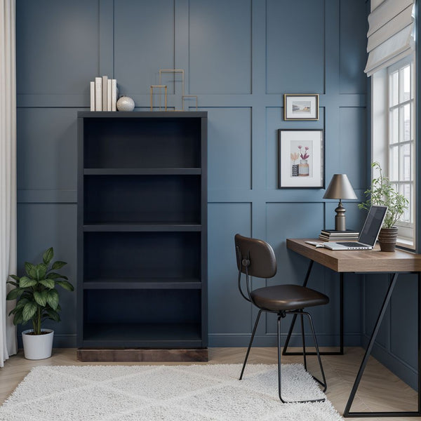English Elm Nora Modular 60" High Bookshelf – Fully Assembled Two-Tone Alder & Poplar Shelving for Stylish Storage Black B108P345204