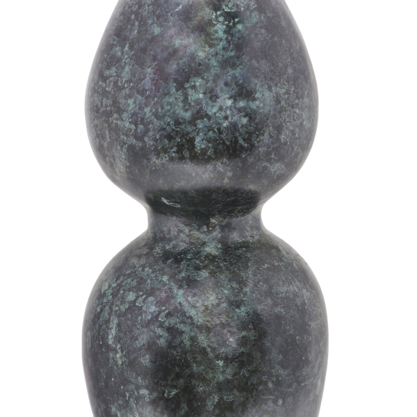 Luganzo Bronze Vase with Jade Green Patina and Polished Gold Ring – A Stunning Textural Accent Piece