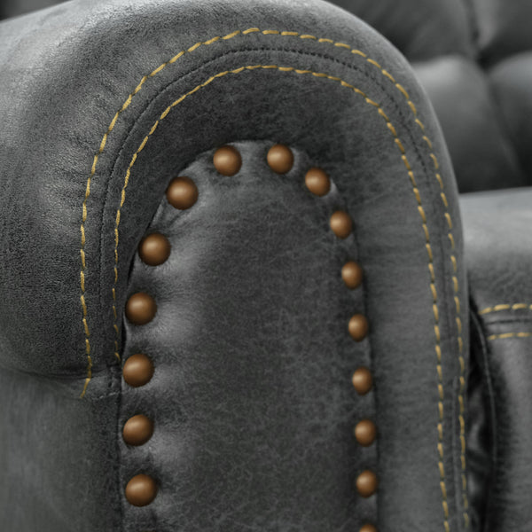 English Elm Wallace & Bay - Gray Reclining Sofa with Slate Gray Fabric, Traditional Style, Easy-Care Comfort & Plush Support B361P384419