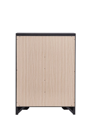 English Elm Liverpool King Bed with Bevel Panel Headboard, Matte Finish, Brushed Steel Accents & Storage Drawers Black 53 L x 40 W x 19 H B078P285736