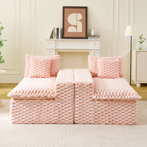 English Elm Luxury Turtle Velvet Multifunctional Sofa - Convertible 4-Seat Modular Design, Plush Sponge Comfort W3371S00031