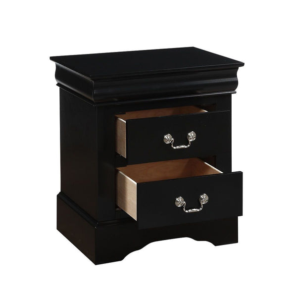 English Elm 2 Drawers Wooden Nightstand - Sleek Black Finish, Ample Storage & Elegant Design For Any Bedroom B016P252925