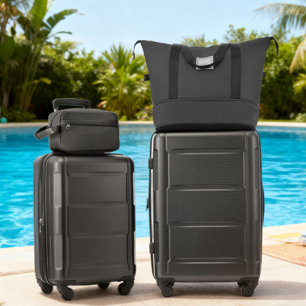 English Elm 2 Piece Abs Hard Shell Spinner Luggage Set with Tsa Lock Expandable Travel Suitcases Dark Gray N732P198744B