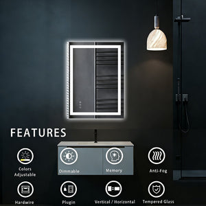 English Elm 24" X 32" Led Vanity Mirror with Dual Lighting Anti-fog Dimmable 3 Color Modes W1920P493131