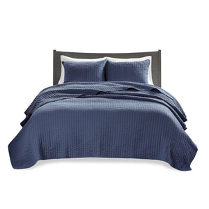 English Elm 3 Piece Quilt Set Keaton Reversible Brushed Microfiber Full/Queen with Antimicrobial Freshness Protection Navy 15.35 L x 17.72 W x 7.87 H B035129035