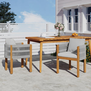 English Elm Christopher Knight Home® - Acacia Outdoor Dining Chairs Set of 2 with Rope Handles, Waterproof Washable Cushions, 400 lb Capacity Grey,Teak N779P279983G