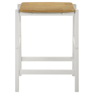 English Elm Prager Farmhouse 3-Piece Kitchen Island with Overhead Rack, Hooks & Shelves, Two Backless Stools, White B062S00619