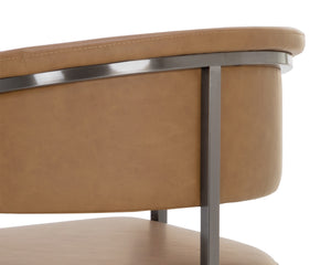 Sunpan Marris Barstool: Modern Elegance Meets Timeless Design in Luxurious Faux Leather and Steel Finish Gunmetal / Milliken Cognac