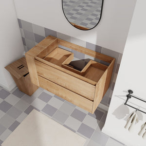 English Elm 36" Wall Mounting Bathroom Vanity with Soft-Close 2/3 Drawers, Adjustable Side Shelf, Water-Resistant Finish W999P168519