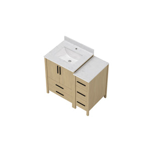 English Elm 108"w×22"d×34"h Freestanding Double Sink Vanity with White Countertop Soft Close T3785S00001
