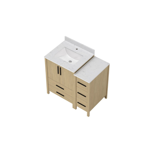 English Elm 108"w×22"d×34"h Freestanding Double Sink Vanity with White Countertop Soft Close T3785S00001