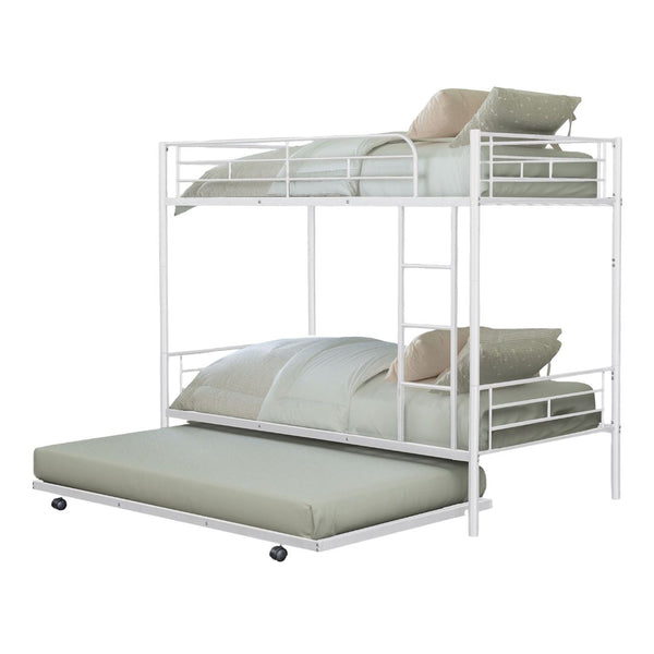 English Elm Contemporary Twin-Over-Twin Bunk Bed with Pull-Out Trundle and Built-In Ladder for Space-Saving Rooms White 80 L x 15 W x 7 H B2741P350235