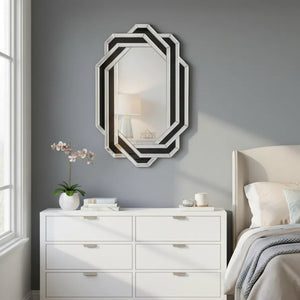 English Elm Decorative Crystal Crush Diamond Wall Mirror Glam Faceted Glass Statement Piece W3836P409959