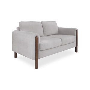 English Elm Comfy Mid-century Modern Loveseat with Walnut Legs Teddy Fabric 2-seat Small Space Sofa Grey W2308P463604