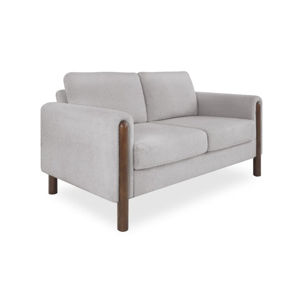 English Elm Comfy Mid-century Modern Loveseat with Walnut Legs Teddy Fabric 2-seat Small Space Sofa Grey W2308P463604