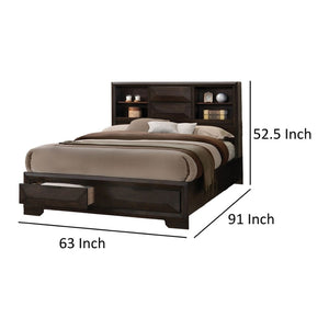 English Elm Contemporary Queen Storage Bed Bookcase Headboard Footboard Drawers Espresso Wood B2741S00895
