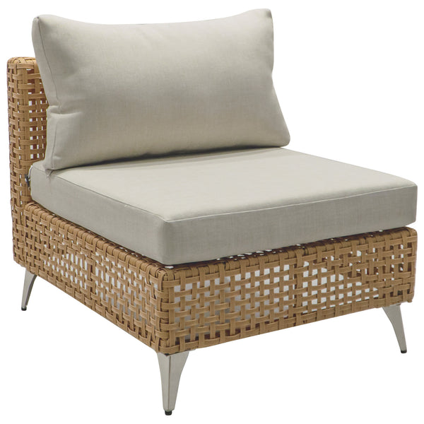 English Elm K&K 8-Piece Patio Conversation Set with 43" 60,000 BTU Propane Fire Pit, UV Wicker & Thick Cushions Beige,Orange N707S000012Z