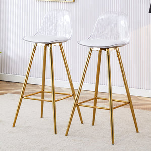 English Elm Modern White+Gold Upholstered Bar Chair with Metal Legs — Compact Water-Resistant PU Seating for Kitchen, Dining, Terrace (Easy Assembly) W1151P154368