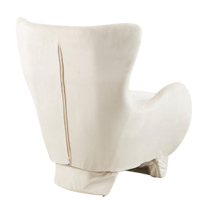 English Elm Furniture Plush 2-in-1 Pet-Friendly Mid Century Modern Accent Chair with Velvet Upholstery, Removable Base and Ergonomic Support for Living Room White N843P331163C