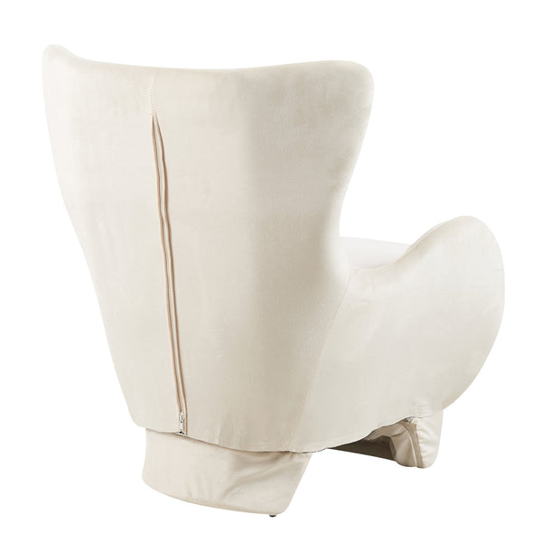 English Elm Furniture Plush 2-in-1 Pet-Friendly Mid Century Modern Accent Chair with Velvet Upholstery, Removable Base and Ergonomic Support for Living Room White N843P331163C