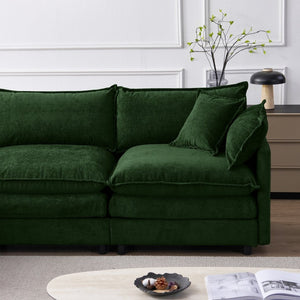 English Elm 105" L-shaped Chenille Sectional with Ottoman Pocket Spring Living Room Sofa Green W1097S00230