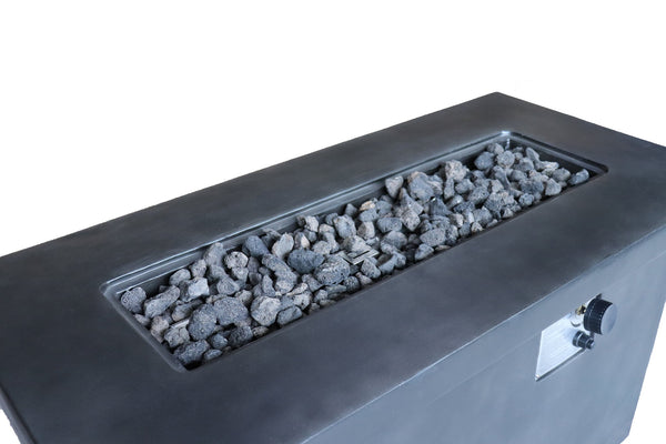 English Elm 24'' Concrete Propane/Natural Gas Outdoor Fire Pit Table with 50,000 BTU, Stainless Steel Burner, Weather-Resistant Charcoal B120P247489