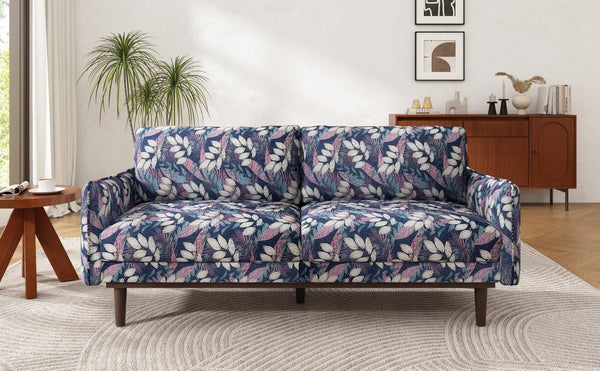 English Elm Modern Chenille Loveseat with Pocket Spring Cushions and Rubberwood Legs for Living Room Blue N763P347228C