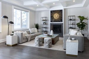 Sunpan Faven Floor Lamp - Modern Dual-Domed Design with Sturdy Iron Base for Stylish Indoor Illumination Black