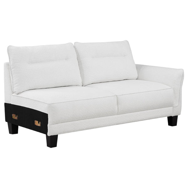 English Elm Granholm Teddy Bear Fabric Sectional Sofa with Curved Arms and Tapered Wood Legs B062S01454