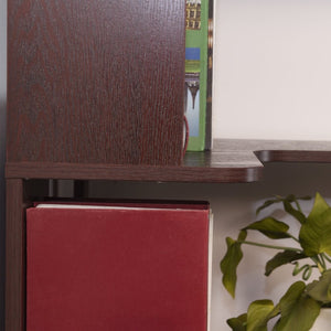 English Elm 90cm L-shaped Corner Bookcase Open Mdf Shelving Unit for Office or Bedroom W2899P444158