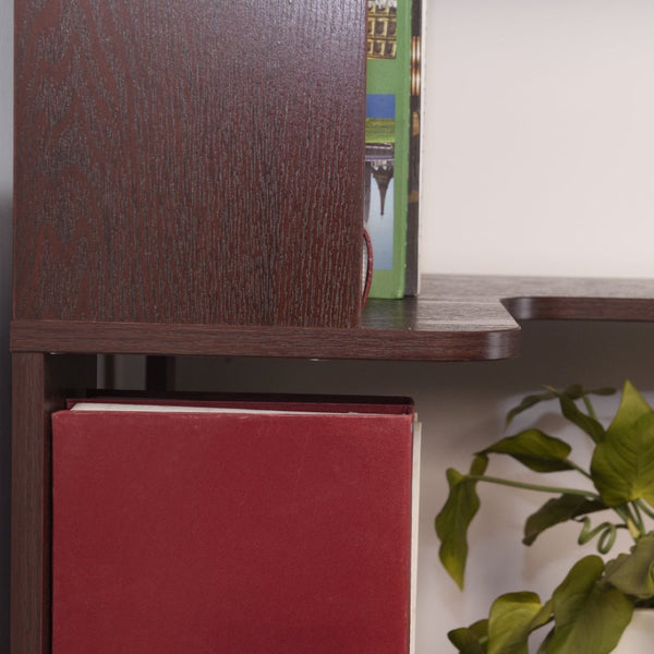English Elm 90cm L-shaped Corner Bookcase Open Mdf Shelving Unit for Office or Bedroom W2899P444158