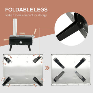 English Elm Outsunny Wood Fired Portable Pizza Oven Stainless Steel with Stone Peel and Cover W2225P174311