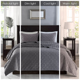 Madison Park Harper Glam/Luxury 3 Piece Velvet Quilt Set MP13-3308 Grey