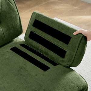 English Elm 135" Modular Chesterfield Sectional Sofa Velvet Tufted Tassel Skirt Lounge Seating Green W714S01710