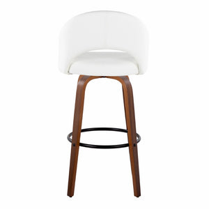 English Elm Fixed-height Mid-century Barstools with Walnut Legs and Grey Upholstered Seats Set Black,White+Walnut B202S01940