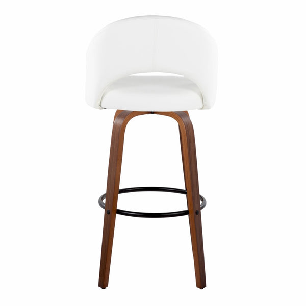 English Elm Fixed-height Mid-century Barstools with Walnut Legs and Grey Upholstered Seats Set Black,White+Walnut B202S01940