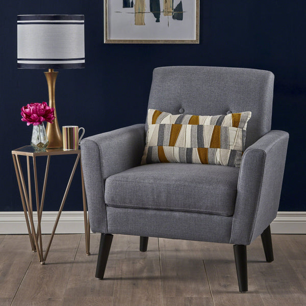 English Elm Christopher Knight Home® - CLUB Vintage-Inspired Fabric Club Chair with Nailhead Trim & Scroll Arms, Birch Legs, Contemporary Comfort DARK GREY 31.5 L x 27.75 W x 18.5 H 60848.00DGY