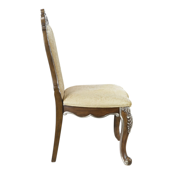 English Elm Latisha Upholstered Side Chair with Padded Back, Nailhead Trim and Sturdy Rubberwood Frame, Set of 2 Oak 47.24 L x 25.59 W x 15.75 H B2726P296303