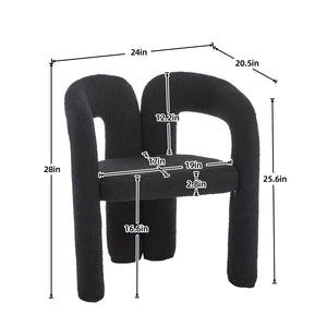 English Elm Contemporary Velvet Upholstered Barrel Accent Chair with Curved Support, Foam Seat, Steel Frame Finish Black W395P224763