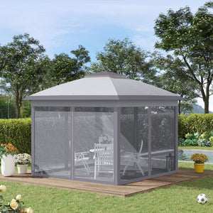 English Elm Outsunny 11' X 11' Instant Pop-Up Canopy Tent With Netting & Carry Bag - Perfect For Outdoor Gatherings! W2225P200595-GIGA