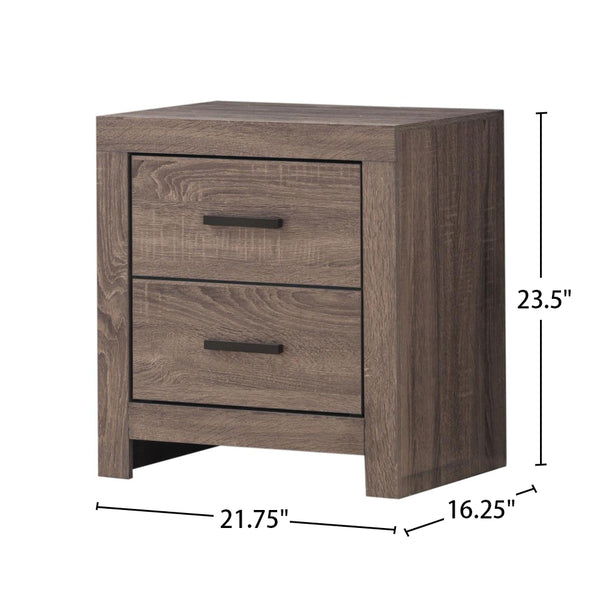 English Elm 2 Chic Two-Drawer Nightstand with Sparkling Acrylic Panels and Faceted Crystal Hardware for Glam Bedrooms Brown Oak B016P255592