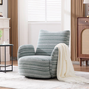 English Elm Modern Boucle 360° Swivel Leisure Chair with High‑Resilience Sponge, Supportive Curve, 550lb Capacity Mint Green W395P355484