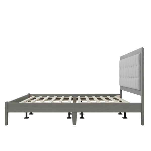 English Elm Christopher Knight Home® - Solid Wood Platform Bed With Upholstered Tufted Headboard - Mid-Century Style, Durable Support & Comfort N758P197693G