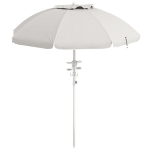 English Elm Outsunny 5.7' Portable Beach Umbrella With Uv40+ Protection, Tilt Feature, Cup Holders & Vented Canopy W2225P200536-GIGA
