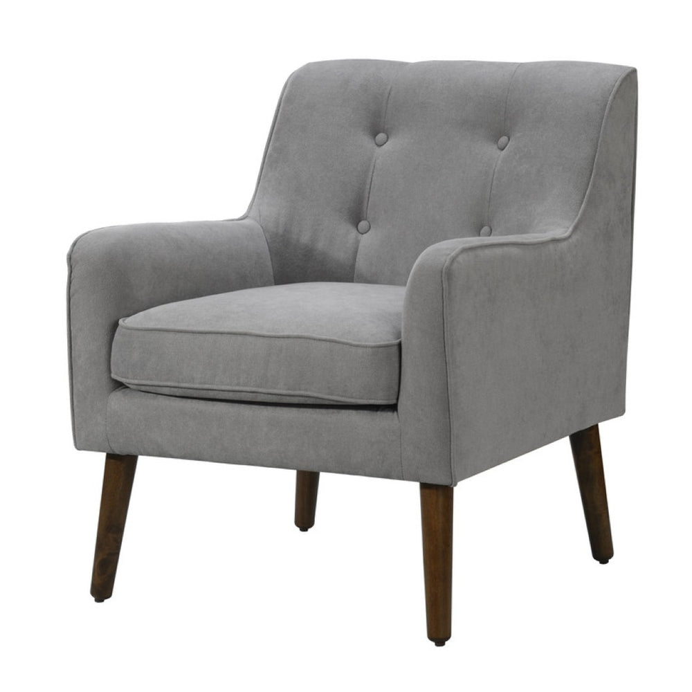 English Elm Ruggiero Button Tufted Mid Century Armchair Woven Fabric Walnut Tapered Legs B2749P413359